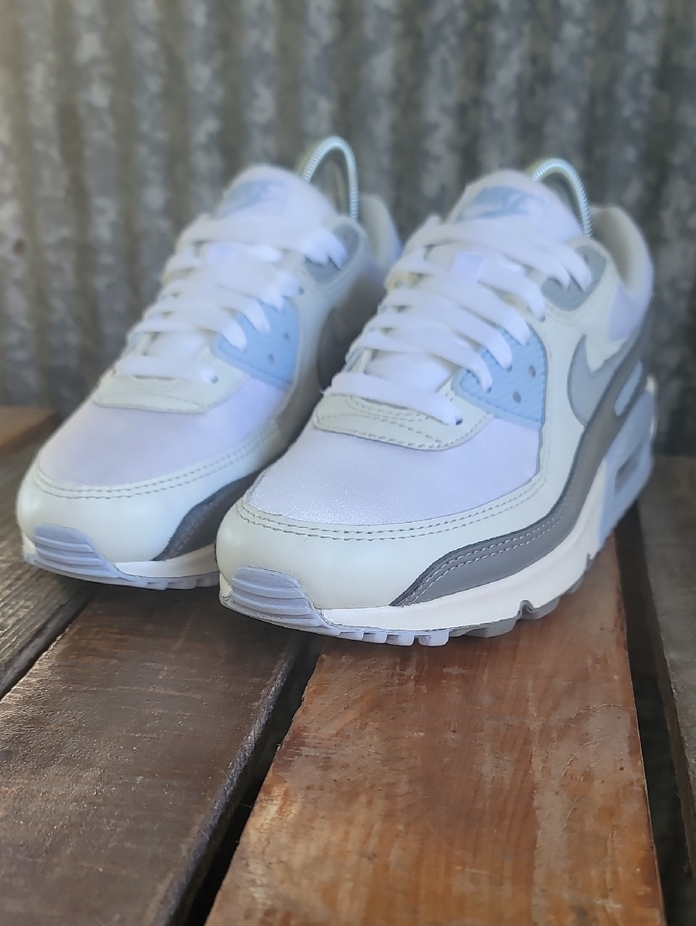 Nike White Air Max 90 🔥"Cobalt Bliss"🔥 Wmns 8 Great Condition Ships Today - Picture 5 of 13
